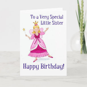 Fairy Princess Birthday Card för en liten syster Kort