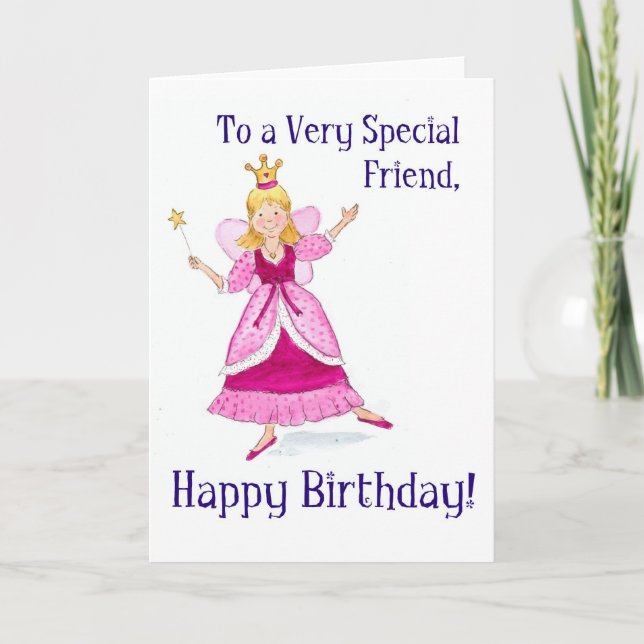 Fairy Princess Birthday Card för en Speciell vän Kort (Framsida)