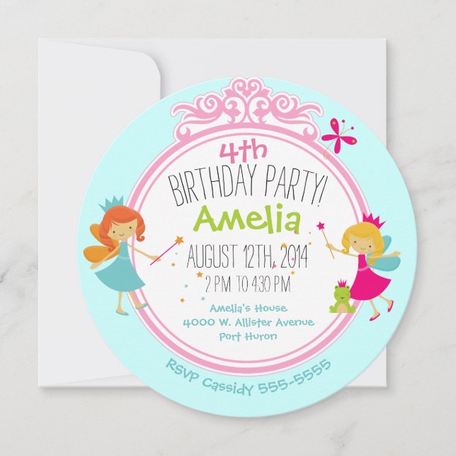Fairy Princess Birthday Circle Inbjudan (Framsida)