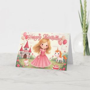 Fairy Princess Birthday i en Rosa Dream Kort