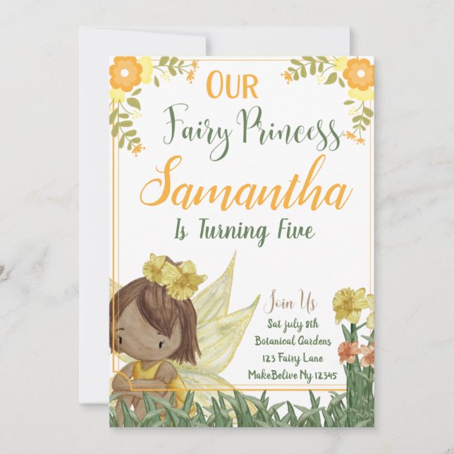 Fairy Princess Birthday-inbjudan (Framsida)