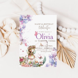 Fairy Princess Blomsterträdgård Flick kalas Inbjudningar