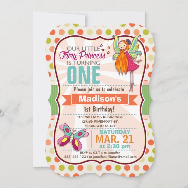 Fairy Princess & Butterfly Födelsedagsfest Inbjudningar (Framsida)