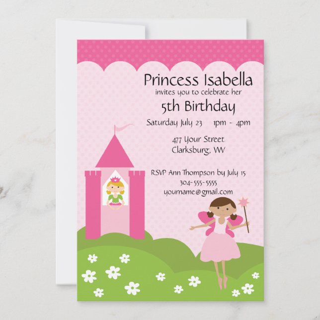 Fairy Princess Castle Birthday Inbjudningar (Framsida)
