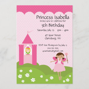 Fairy Princess Castle Birthday Inbjudningar