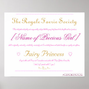 Fairy Princess Certificate Poster