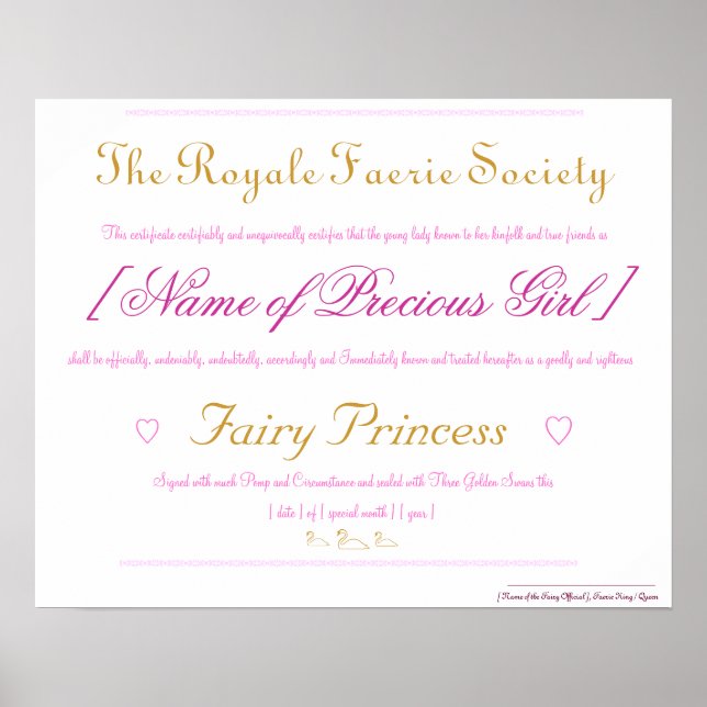Fairy Princess Certificate Poster (Framsidan)