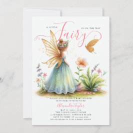 Fairy Princess Enchanted Grönt Flicka Shower Inbjudningar