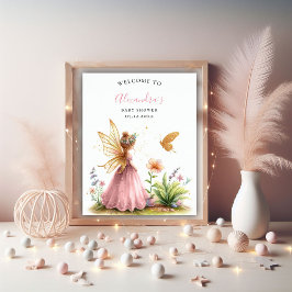 Fairy Princess Enchanted Rosa Flicka Shower Poster