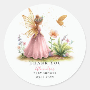Fairy Princess Enchanted Rosa Flicka Shower Runt Klistermärke