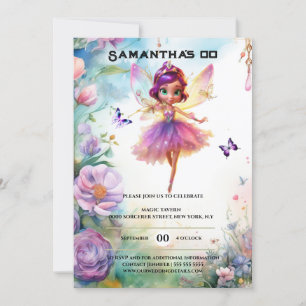 Fairy princess förtrollade trädgårdsnäckflickor inbjudningar