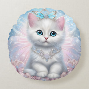Fairy Princess Kitten Rund Kudde