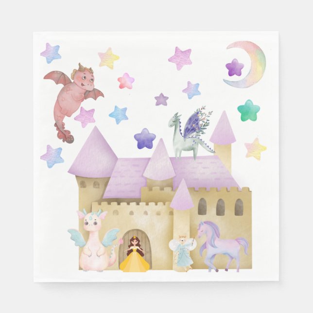 Fairy Princess Magic castle födelsedagsfest Pappersservett (Framsidan)