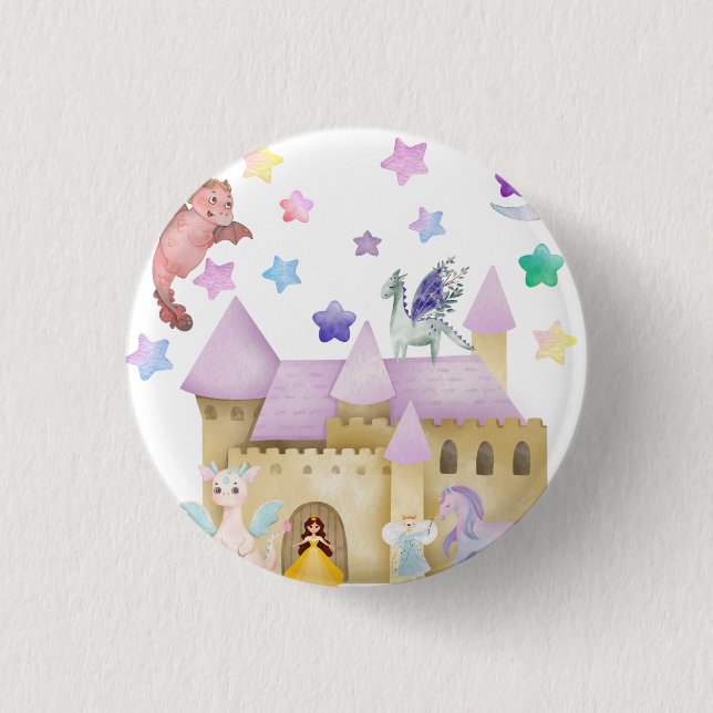 Fairy Princess Magic Castle-partiförmån Knapp (Framsida)