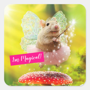 Fairy Princess Mouse Fyrkantigt Klistermärke