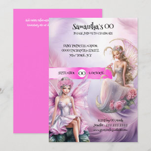 Fairy princess mythie rosa Farytale Tema-flickor Inbjudningar