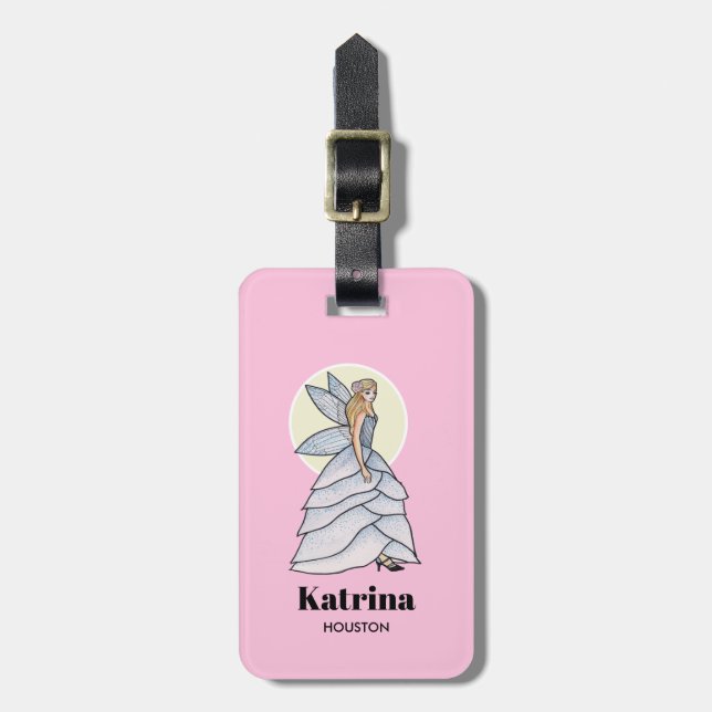 Fairy Princess Petal Dress Mode Illustration Bagagebricka (Vertikal Framsida)