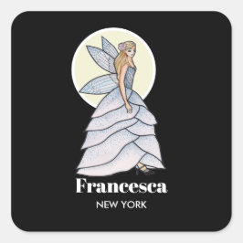 Fairy Princess Petals Dress Mode Illustration Fyrkantigt Klistermärke