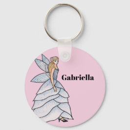 Fairy Princess Petals Dress Mode Illustration Nyckelring