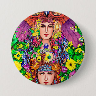 Fairy Princess Sisters blommigt original art nouve Knapp