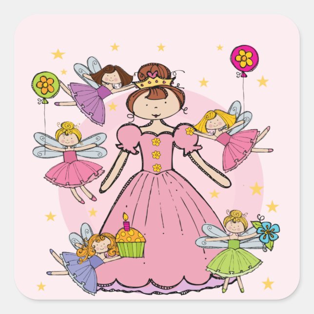 Fairy Princess Stickers Fyrkantigt Klistermärke (Framsida)