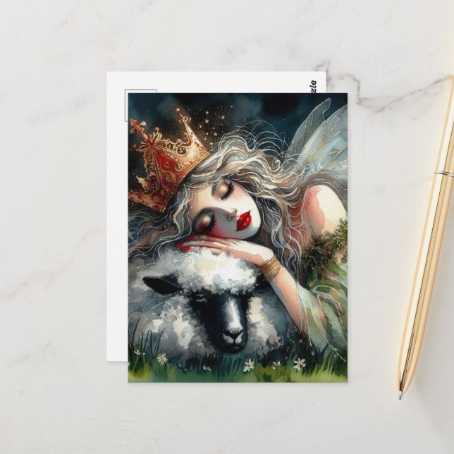 Fairy Queen Asov på hennes sällskapsfår Vykort (Fram/Back In Situ)