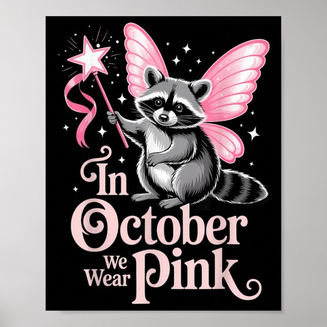 Fairy Raccoon i oktober Bära Rosa Breast Cance Poster (Framsidan)