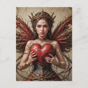 Fairy Red Heart Brambles Vykort