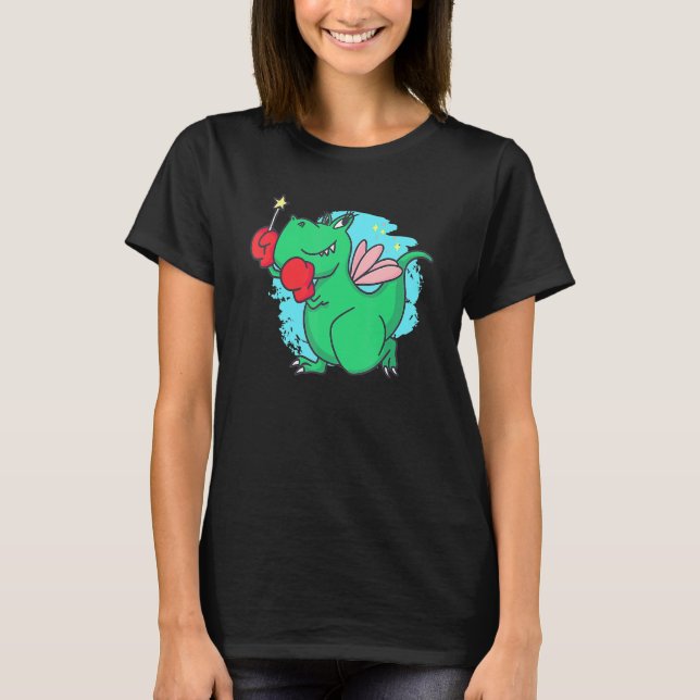 Fairy Rex Boxer Dinosaurs Alla hjärtans dag T Shirt (Framsida)