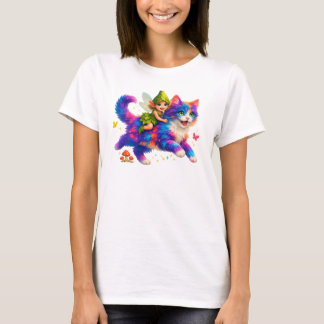 Fairy Riding Colorful Cat T-Shirt – Cute FaT-shirt