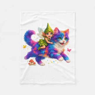 Fairy Riding Colorful Cat T-Shirt – Cute FaT-shirt Fleecefilt