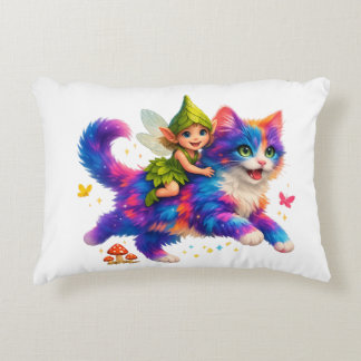 Fairy Riding Colorful Cat T-Shirt – Cute FaT-shirt Prydnadskudde