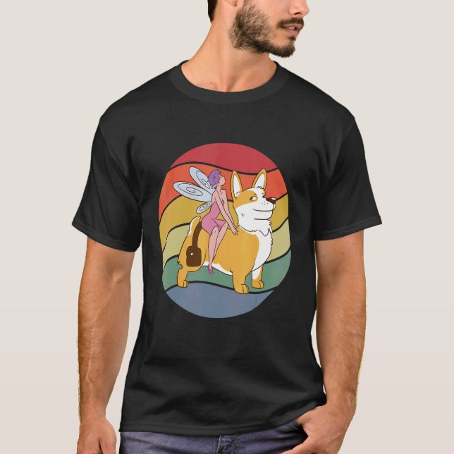 Fairy Riding Corgi T Shirt (Framsida)