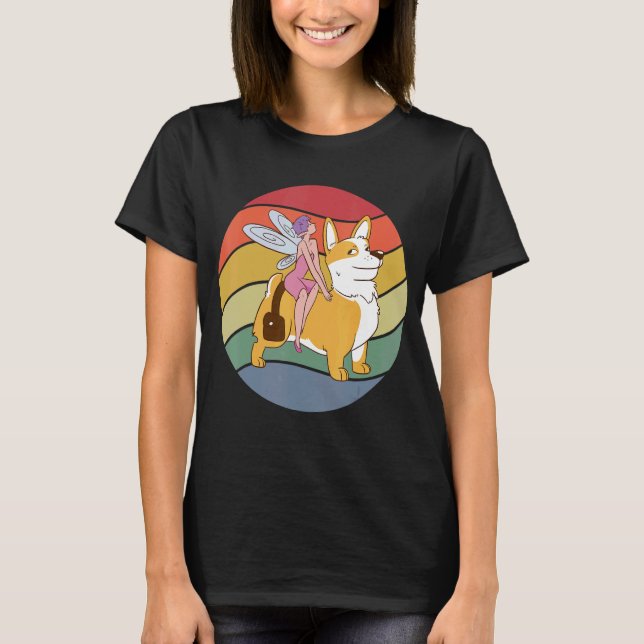 Fairy Riding Corgi T Shirt (Framsida)