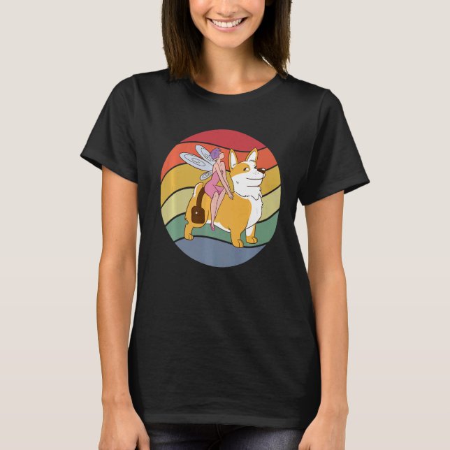 Fairy Riding Corgi T Shirt (Framsida)
