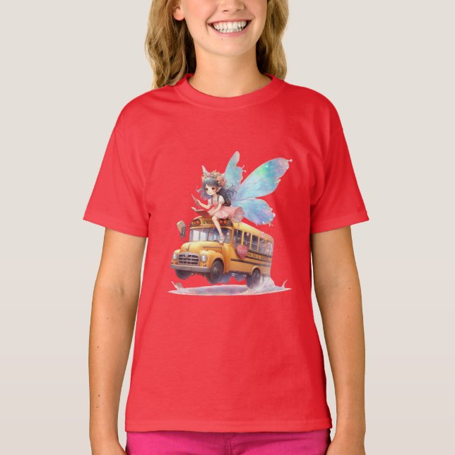 Fairy Riding School Buss Girl's T-Shirt (Framsida)