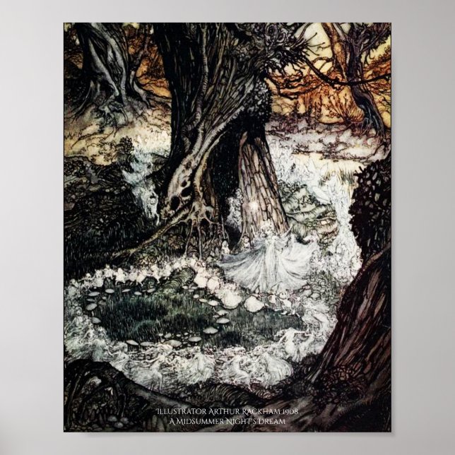 Fairy Ring Midsommarnattens Dream Arthur Rackham Poster (Framsidan)