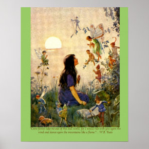 Fairy Secrets & Yeats Quote Vintage Print Poster
