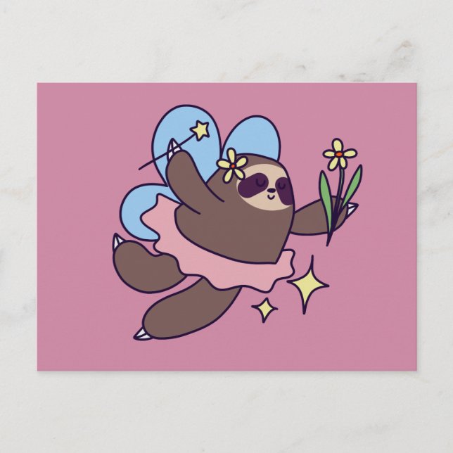 Fairy Sloth Vykort (Framsida)
