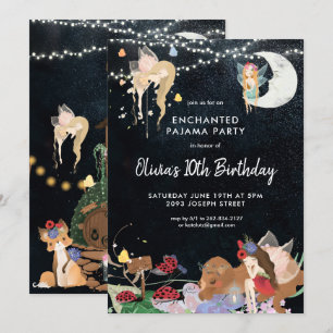 Fairy Slumber Party Pajama Birthday bjudande Inbjudningar
