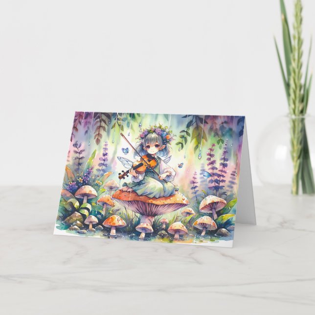Fairy Spela Viola på en Magic Birthday Kort (Framsida)