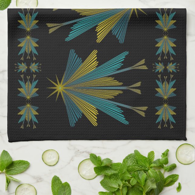 Fairy Stars Black Kitchen Towel Kökshandduk (Vikta)