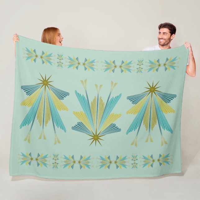 Fairy Stars Large Pistachio Fleece Blanket (På plats)