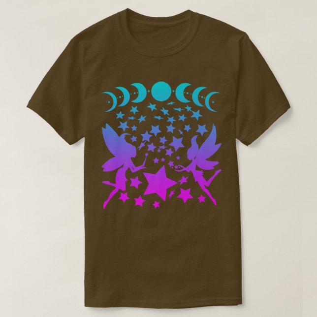 Fairy Stars Måne Pases Silhouette Fantasy T Shirt (Design framsida)