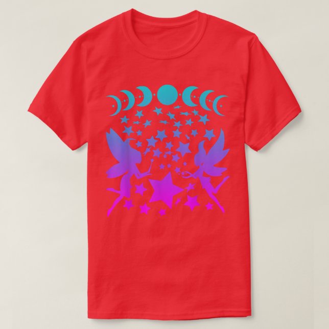 Fairy Stars Måne Pases Silhouette Fantasy T Shirt (Design framsida)