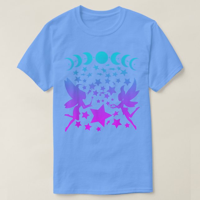 Fairy Stars Måne Pases Silhouette Fantasy T Shirt (Design framsida)
