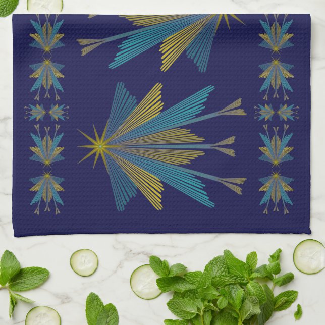 Fairy Stars Navy Kitchen Towel Kökshandduk (Vikta)