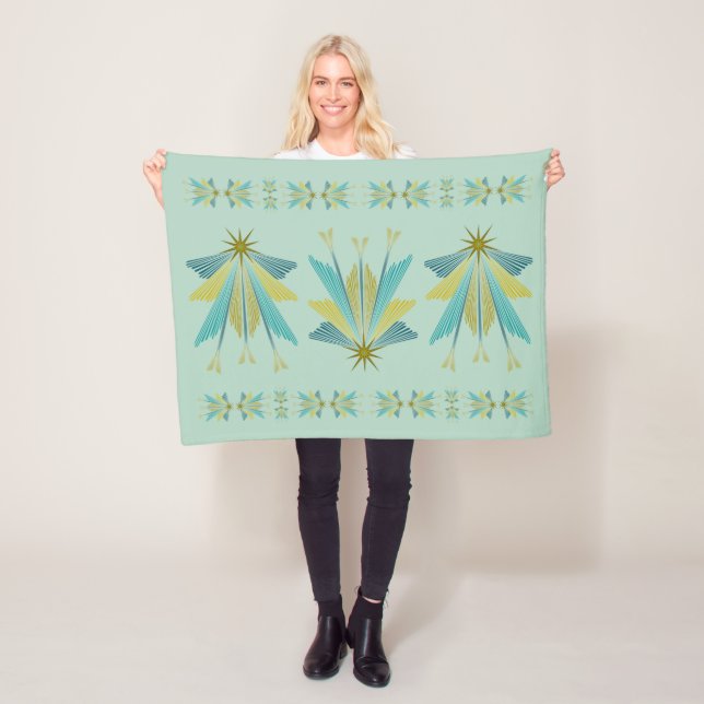 Fairy Stars Small Pistachio Fleece Blanket (På plats)