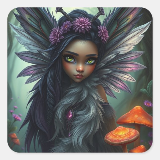 Fairy Stickers Fyrkantigt Klistermärke (Framsida)
