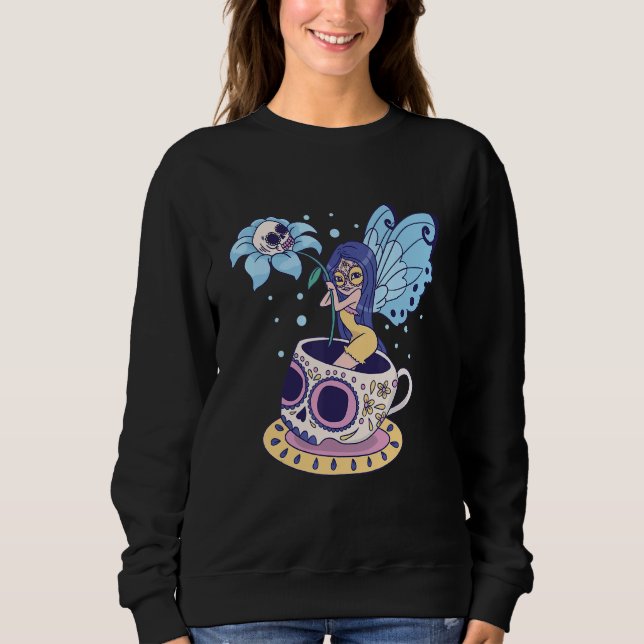 Fairy Sugar Skull Mugg Butterfly Tea Pot Witch Mag T Shirt (Framsida)